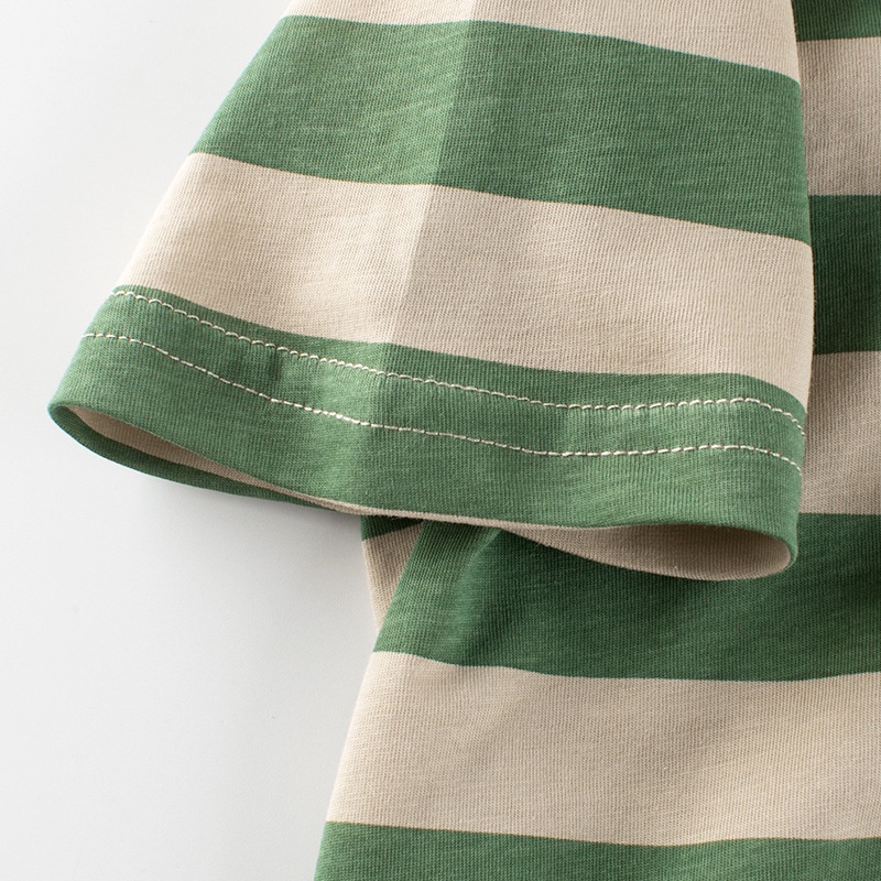 LJMOFA Áo Thun 100% Cotton Thoáng Khí Tay Ngắn Họa Tiết Kẻ Sọc Nhiều Màu Sắc Thời Trang Mùa Hè Cho Bé Trai Và Gái 1-10 Tuổi