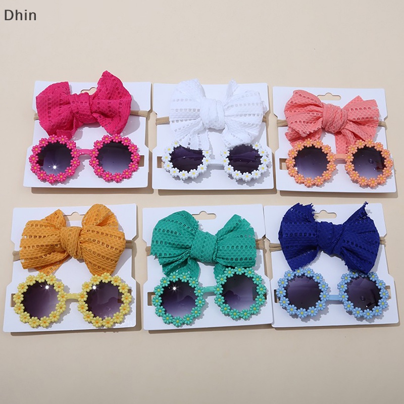 [Dhin] Kính Mát Tròn Họa Tiết Hoa Với Băng Đô Nylon Co Giãn Phong Cách Bohemia Đi Biển Cho Bé