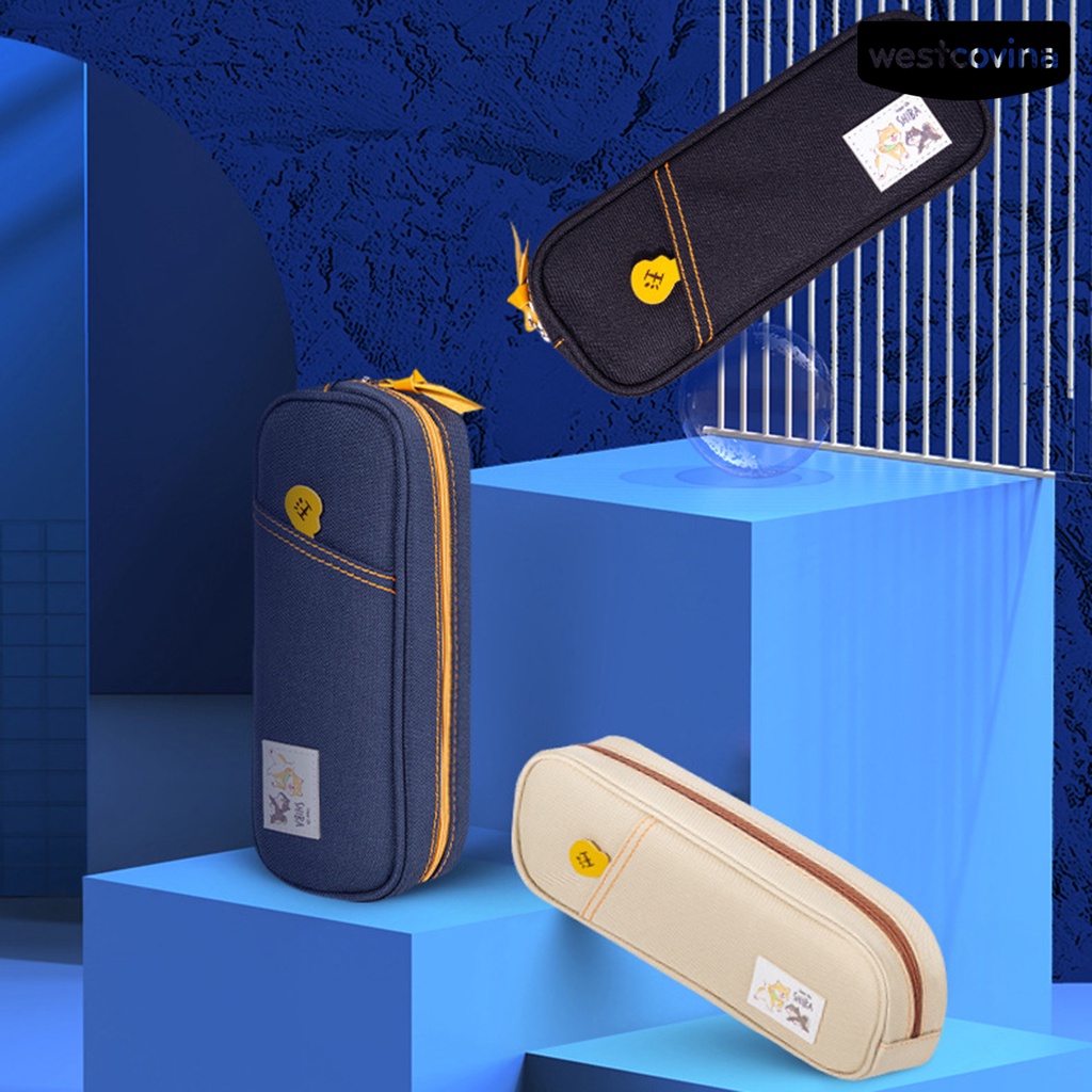 [WSTN]✎Túi Đựng Bút Bằng Vải Oxford Sức Chứa Lớn In Họa Tiết Chó Kangaroo Có Tay Cầm Tiện Dụng