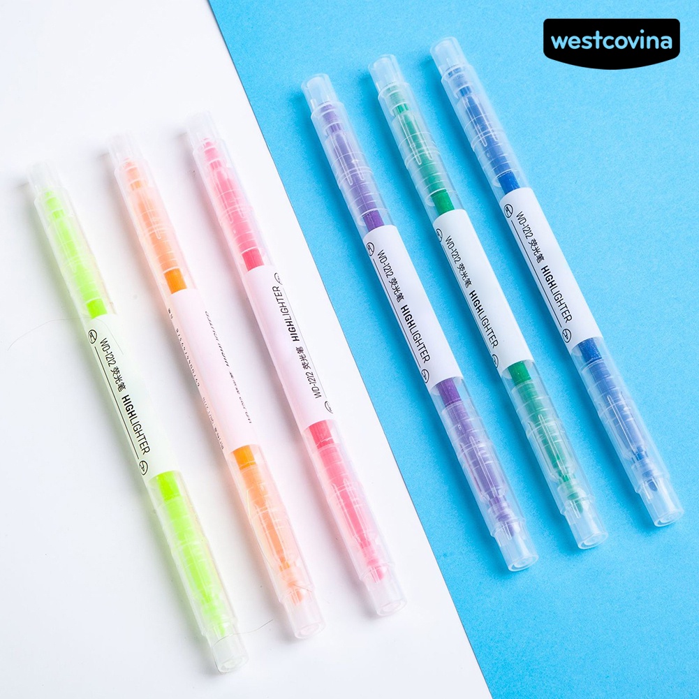[WSTN] [WSTN]✎Bút Đánh Dấu Hai Đầu 6 Màu Dạ Quang