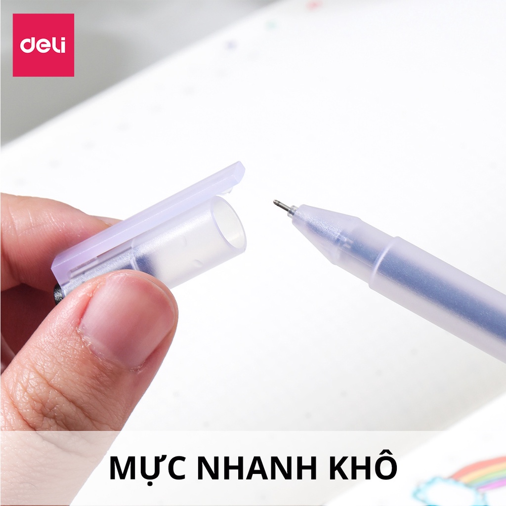 Bút Mực Gel Bi Nước Văn Phòng 3 Màu Đen Xanh Đỏ Deli Ngòi 0.5mm Dành Cho Văn Phòng Sinh viên Học Sinh