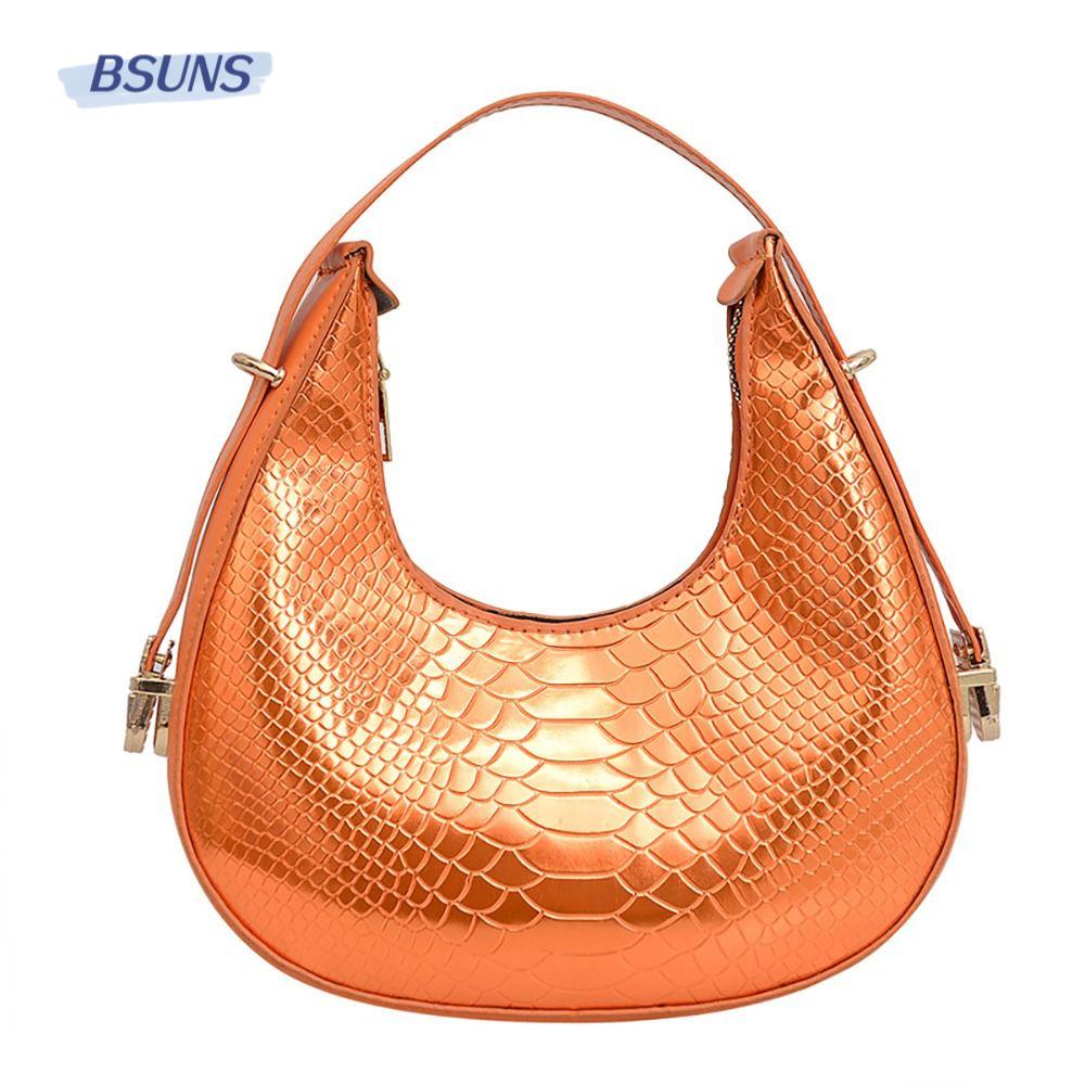 BSUNS Túi Đeo Chéo Da Cá Sấu Màu Trơn Có Khóa Kéo Phong Cách Boho Thời Trang Cho Nữ