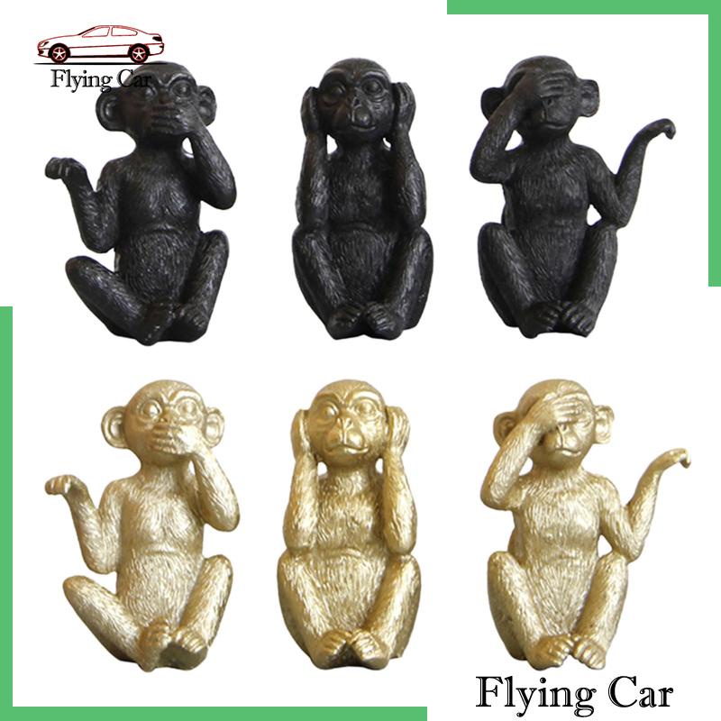 Set 3 Tượng Khỉ Sáng Tạo Trang Trí Lối Đi