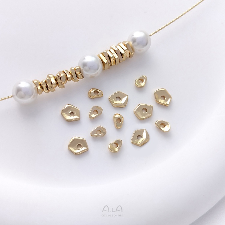 █diy゜14k●10 miếng 14K gói vàng không đều hạt nhỏ vàng mảnh hình dạng đặc biệt miếng tay đính cườm phụ kiện tự làm vật liệu trang trí đầu tiên