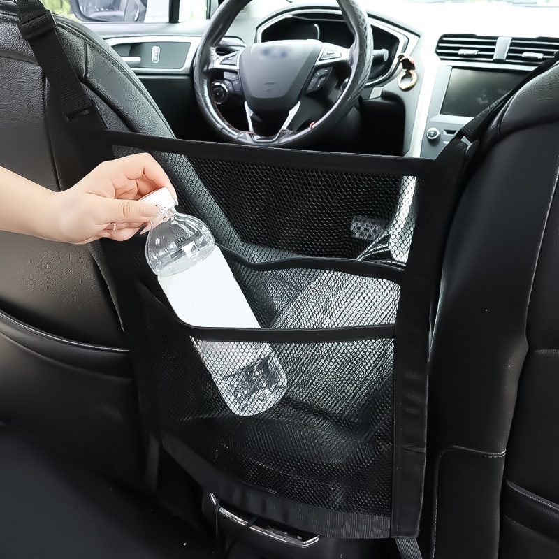 1 Túi Lưới Đựng Đồ Ăn Vặt / Đồ Uống Hai Lớp Bằng Polyester Bền Chất Lượng Cao Cho Xe Hơi