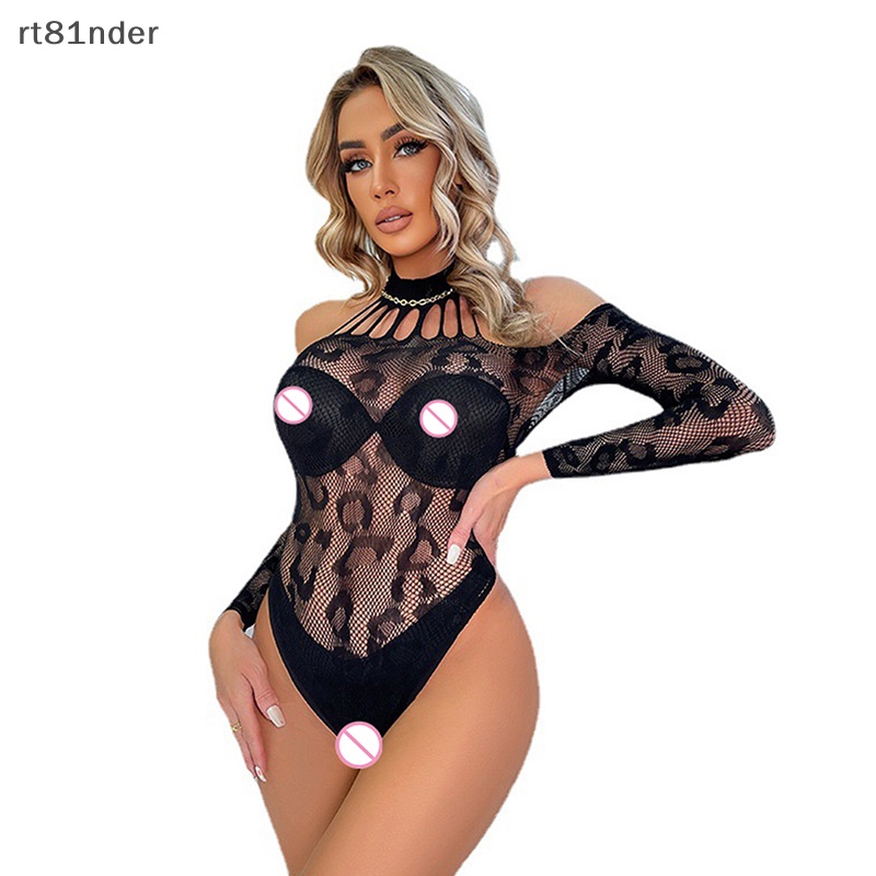 Bộ Đồ Lót Liền Thân Phối Lưới Xuyên Thấu Họa Tiết Da Báo Quyến Rũ Thời Trang Cho Nữ