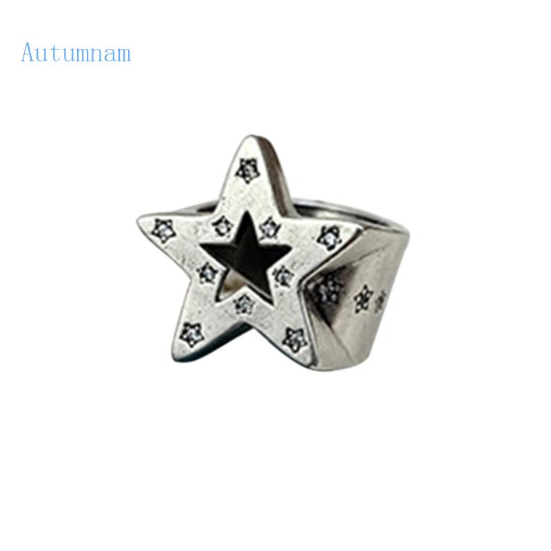Nhẫn Hở Hình Ngôi Sao Có Thể Điều Chỉnh Kích Cỡ Chất Liệu Hợp Kim Phong Cách Gothic
