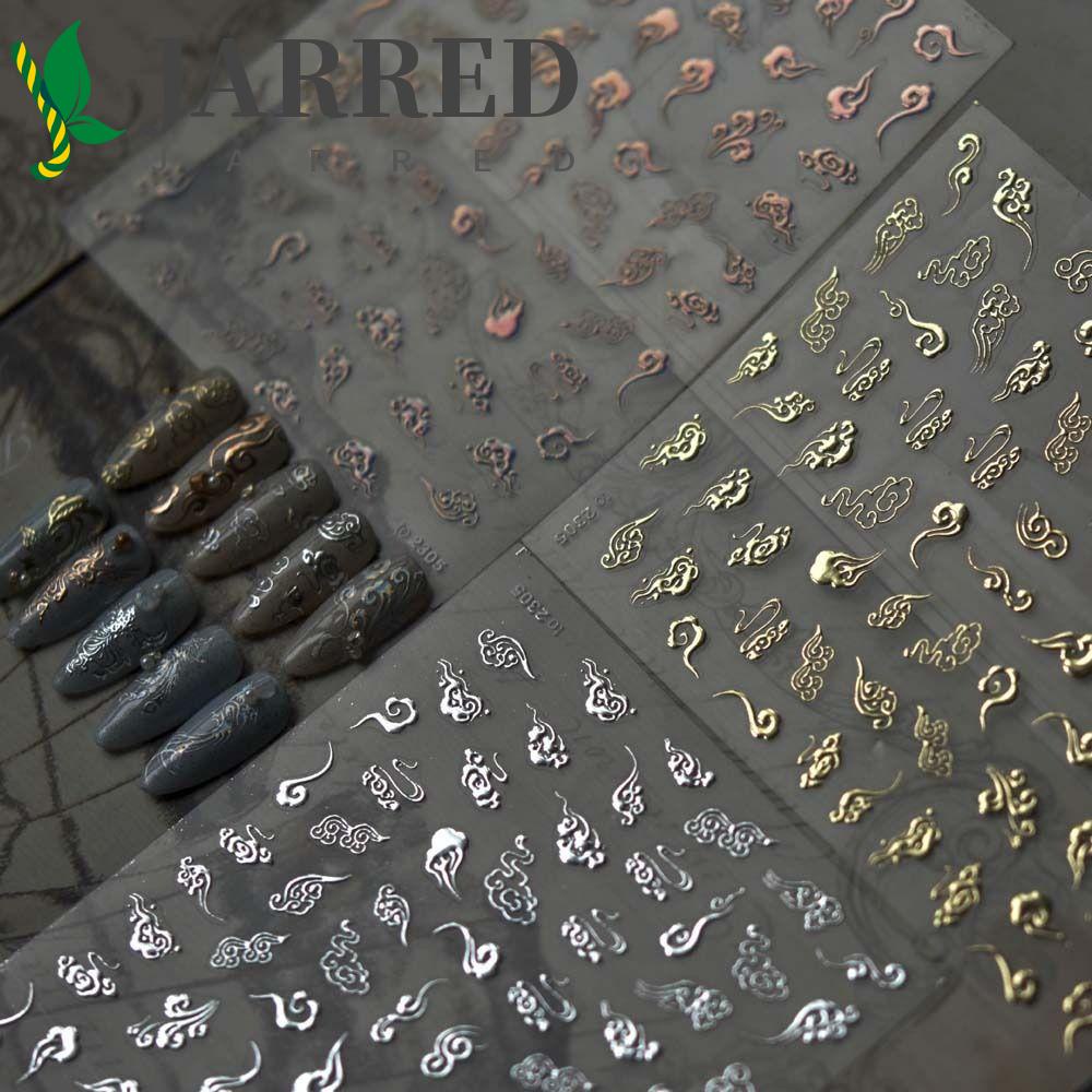 JARRED Miếng Dán Trang Trí Móng Tay Màu Laser Bạc Thời Trang Dành Cho Nữ