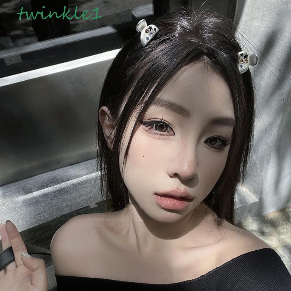 TWINKLE Kẹp Tóc Nơ Nhỏ Bằng Hợp Kim Thiết Kế Hình Học Ngọt Ngào Hợp Thời Trang Cho Nữ