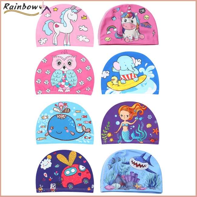 Mũ Bơi Co Giãn Tốt In Hoạt Hình Dễ Thương Dành Cho Bé