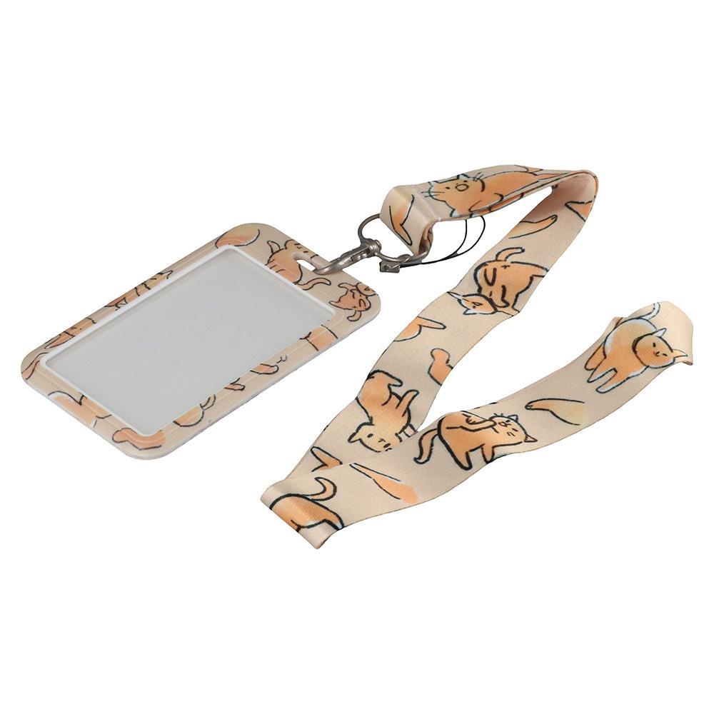 PINEVN Móc Khóa Hình Mèo Dacron Màu Cam Có Dây Đeo Thẻ ID Cho Văn Phòng