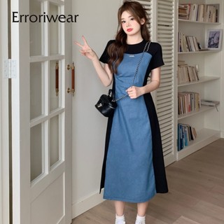 Erroriwear Đầm Nữ Retro Váy Denim Có Bụng Và Hình Mỏng Và Rời