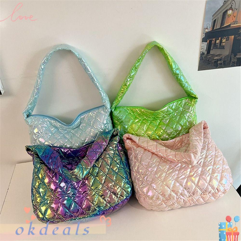 OKDEALS Túi Tote Đeo Vai Sức Chứa Lớn Họa Tiết Hình Thoi Sử Dụng Hàng Ngày