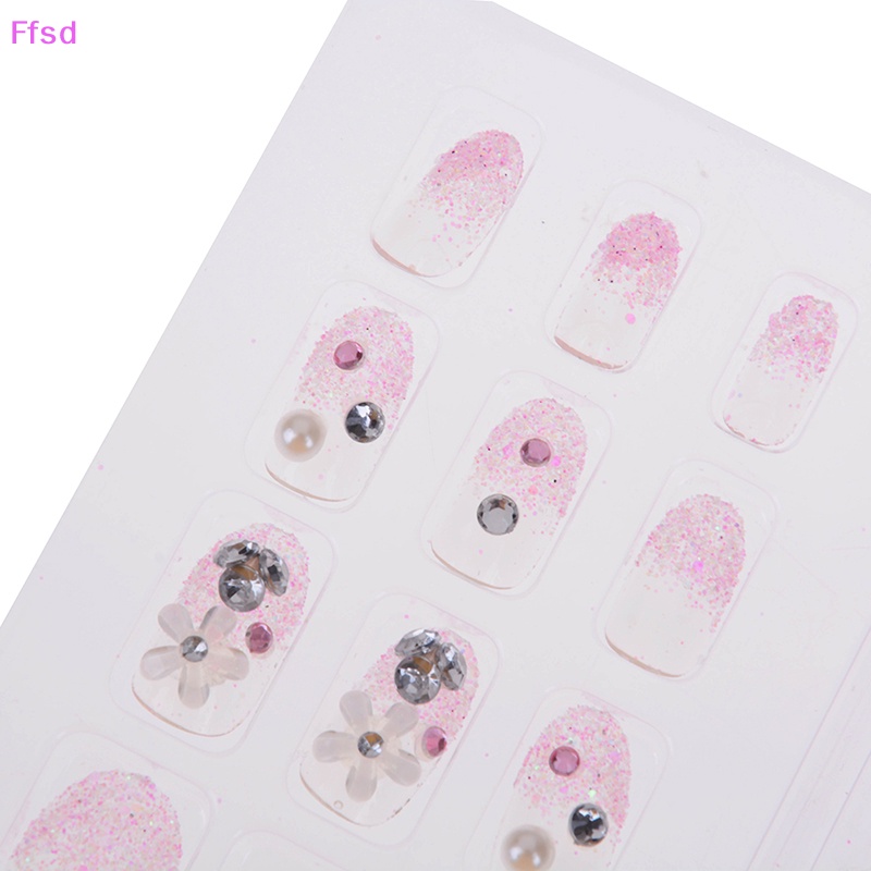 Bộ 24 Móng Tay Giả acrylic 3D Che Phủ Toàn Diện Kiểu Pháp