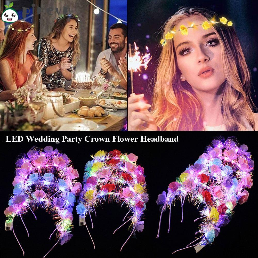 PINEVN Set 2 Vòng Hoa Đội Đầu Có Đèn LED Phát Sáng Độc Đáo
