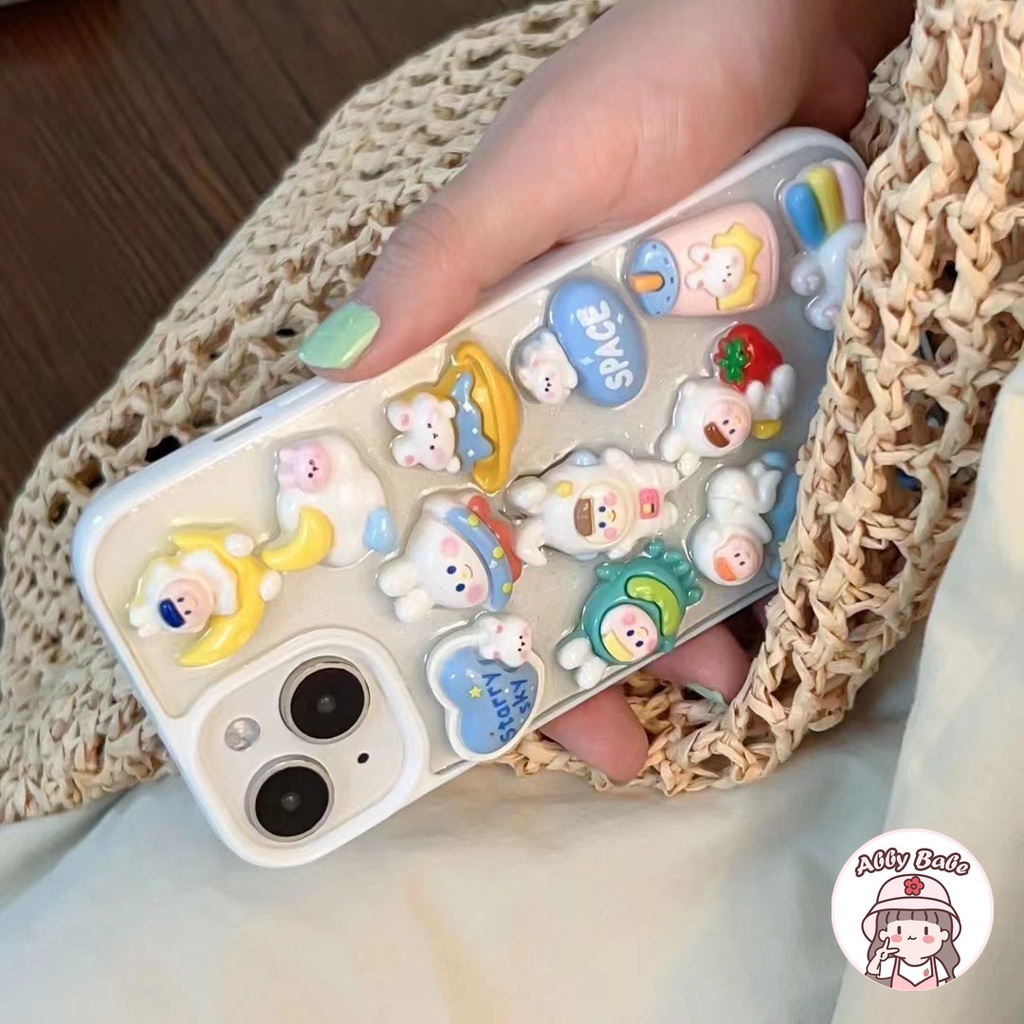 Ốp Điện Thoại TPU Mềm Hình Thỏ / Phi Hành Gia / Cà Rốt 3D Lấp Lánh Kiểu Hàn Quốc Cho IPhone 14 Pro Max 12 11 Pro Max XS XR