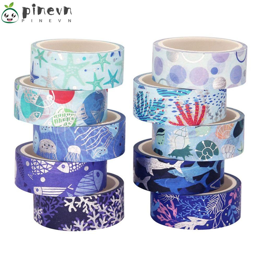PINEVN Set 10 Cuộn Băng Keo Dán Trang Trí Hình Thế Giới Dưới Nước