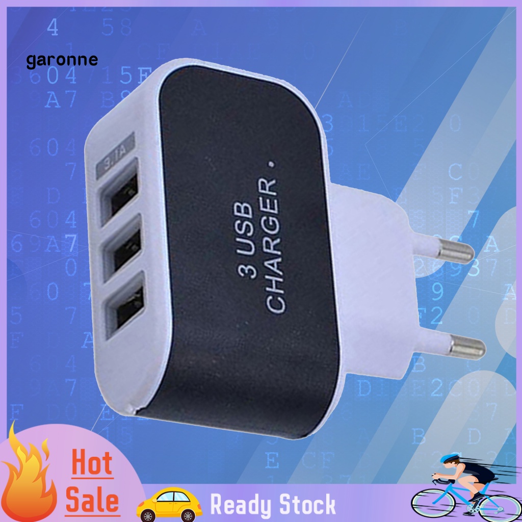 Cốc Sạc Ba Cổng USB 31A Kèm Đèn Báo Phích Cắm EU