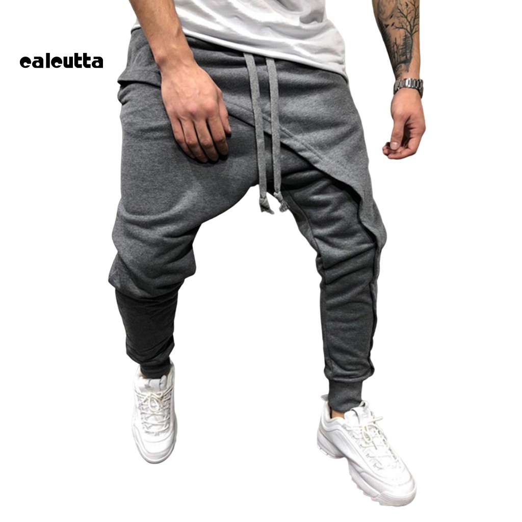 [calcutta] Quần Harem Màu Trơn Tới Mắt Cá Chân Phong Cách Hip Hop Đường Phố Hai Lớp Để Chạy Bộ Cho Nam