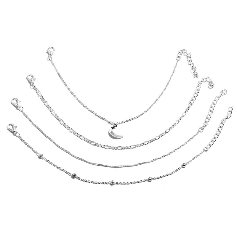 Ygt SET 4 Lắc Chân Nhiều Lớp Đính Hạt Pha Lê Phong Cách Boho Cho Nữ