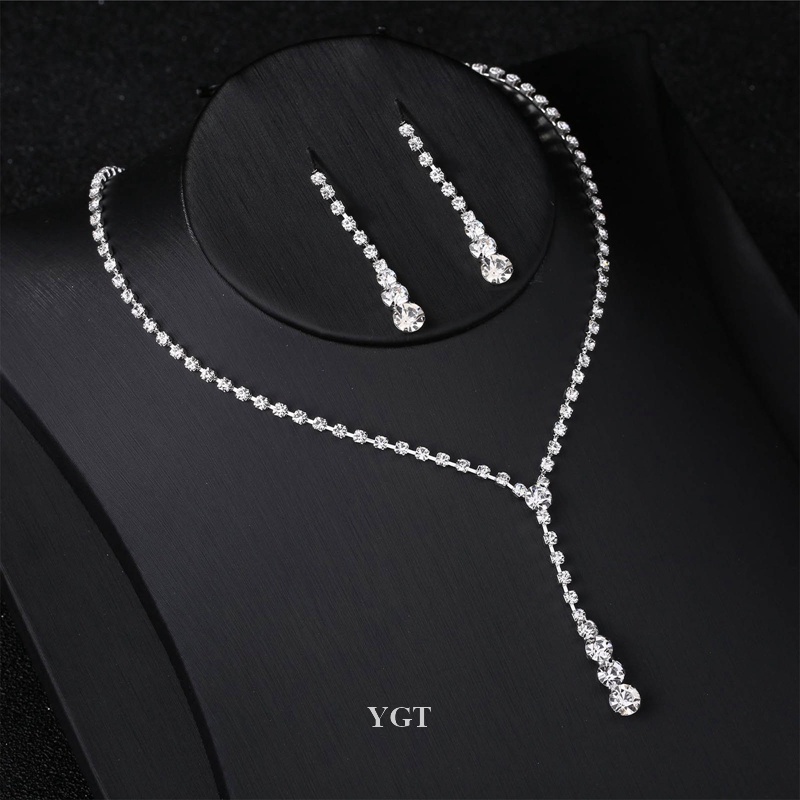 Ygt Bộ Vòng cổ Và Bông Tai Dáng Dài Đính Pha Lê Lấy Cảm Hứng Từ Conjunto Feminino Cho Cô Dâu