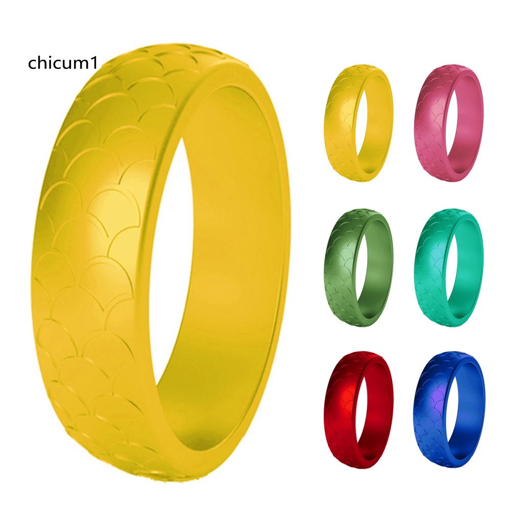 Set 2 Nhẫn Silicone Họa Tiết Vảy Cá Cho Nữ