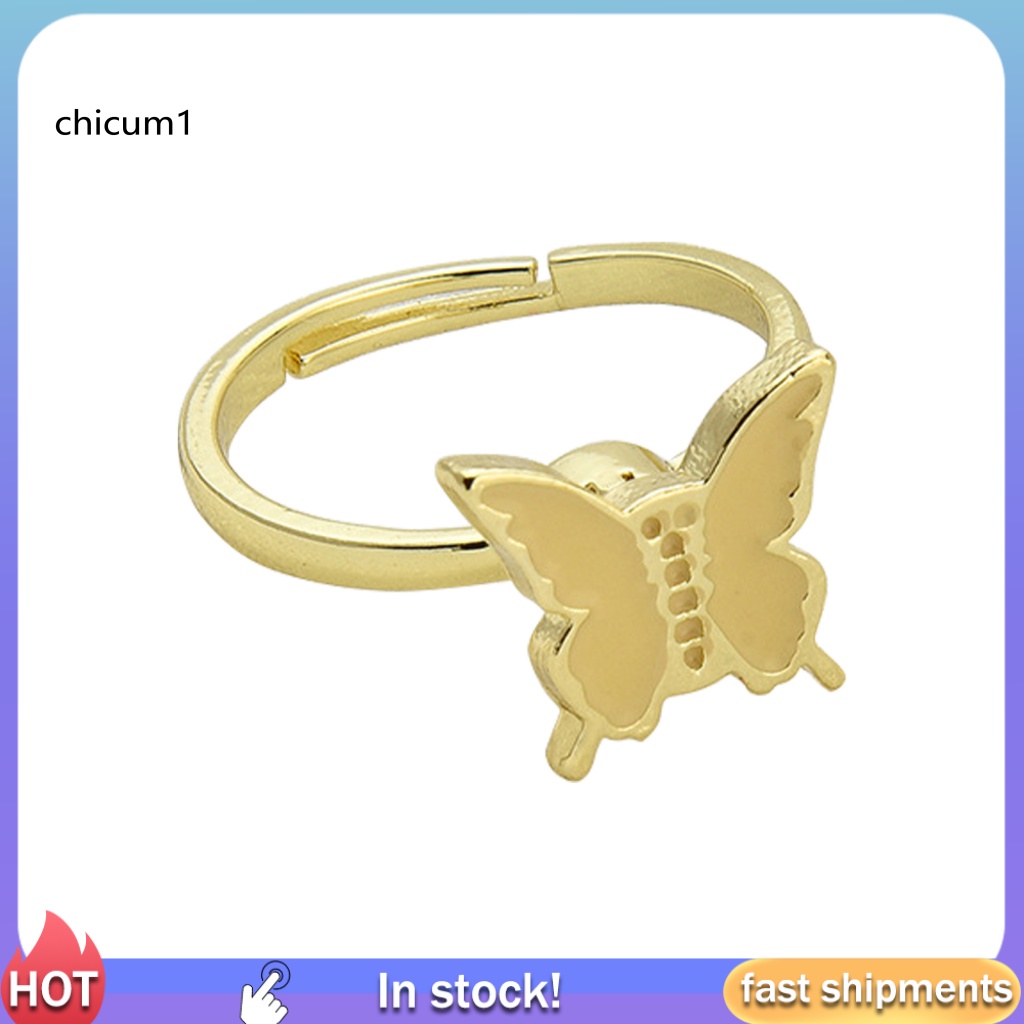 Nhẫn Cưới Dạng Mở Hình Hoa Cúc / Bướm Có Thể Điều Chỉnh Kích Cỡ Cho