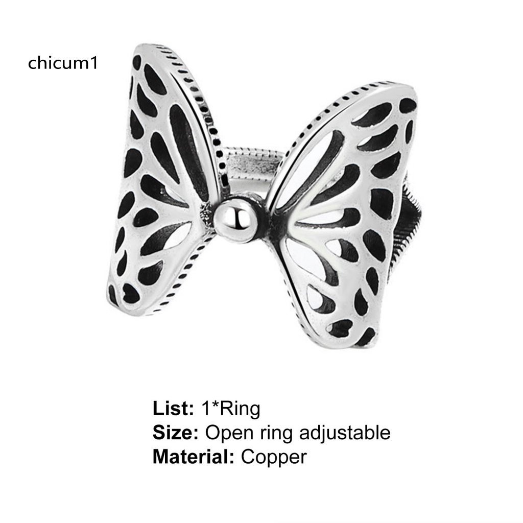 Nhẫn Đồng Dạng Mở Hình Bướm Phong Cách Hip hop Cho Nữ