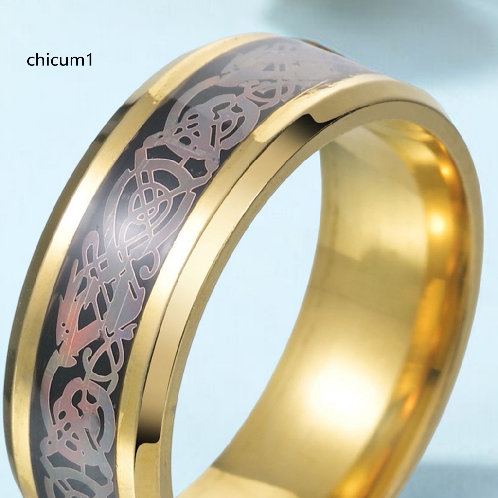 Nhẫn Mạ Thép Titan Nhẹ In Họa Tiết Nhiều Màu Sắc Chống Phai Màu Nhỏ Gọn Tinh Tế Thời Trang Cho Nam