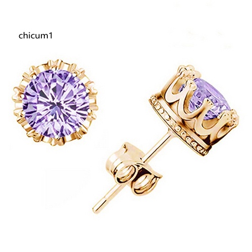 Bông Tai Mạ BạC HìNh Vương MiệN ĐíNh Đá ThờI Trang