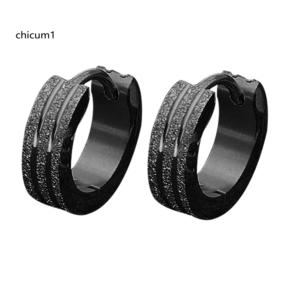 Khuyên Tai Tròn Phẳng Bằng Thép Không Gỉ Thời Trang Unisex