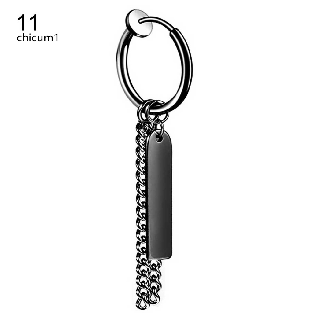 1 Khuyên Tai Dạng Vòng Dài Bằng Thép Không Gỉ Unisex