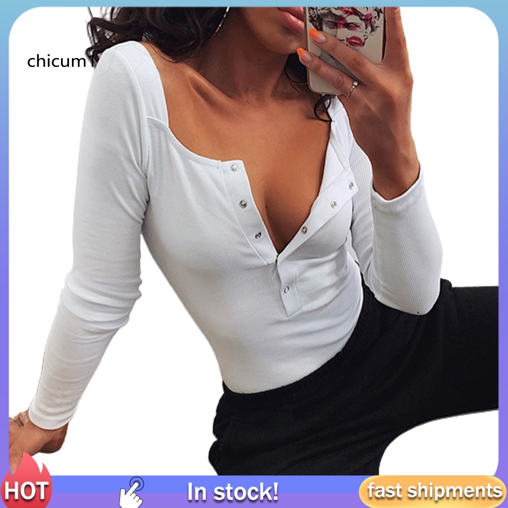 Bộ Áo Liền Quần Dệt Kim Tay Dài Cổ Vuông Dáng Ôm Phối Nút Gợi Cảm Cho Bạn