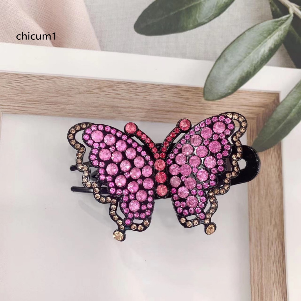 Kẹp Tóc Hình Bướm Đính Đá Nhiều Màu Chống Trượt Trọng Lượng Nhẹ