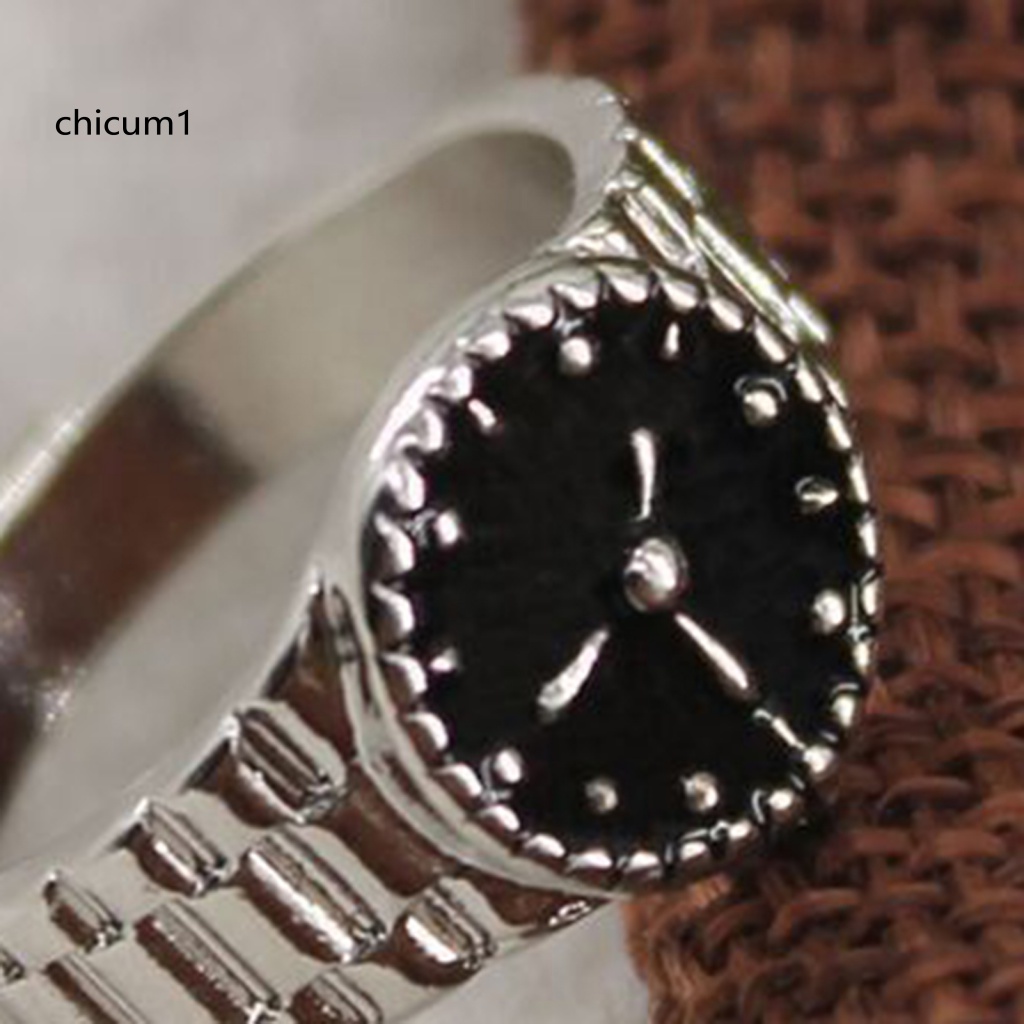 Nhẫn Hình Đồng Hồ Sáng Bóng Phong Cách Ins Cho Tiệc Tùng