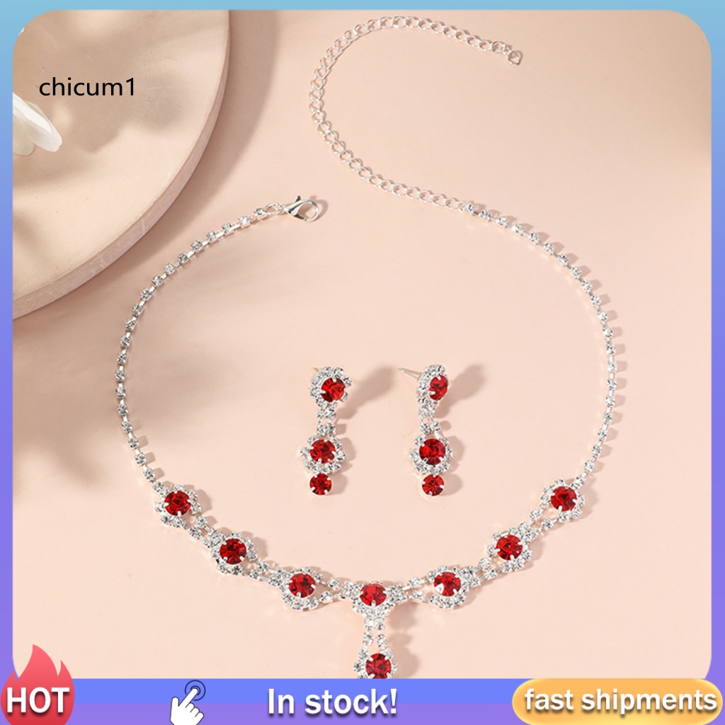 Set 1 Bộ Trang Sức Đính Đá Lấp Lánh Sang Trọng Thời Trang Dành Cho Nữ