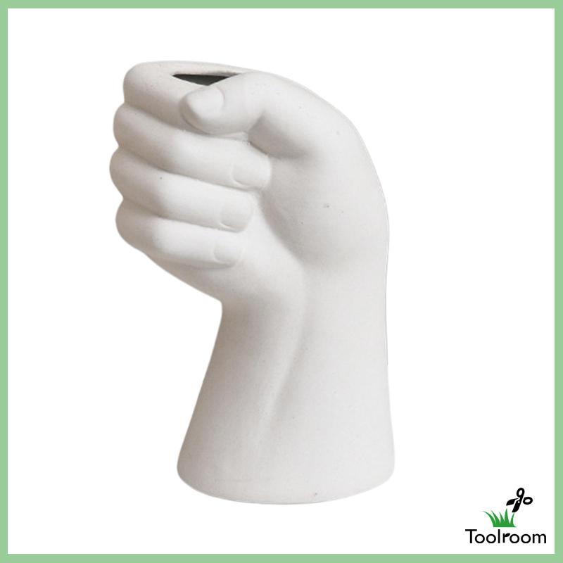 Lọ Hoa Bằng Gốm Hình Cánh Tay Người Màu Trắng Dùng Trang Trí