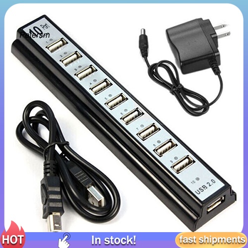 Bộ Chia 10 CổNg USB 20 Hub + ĐầU CắM US Cho PC / Laptop