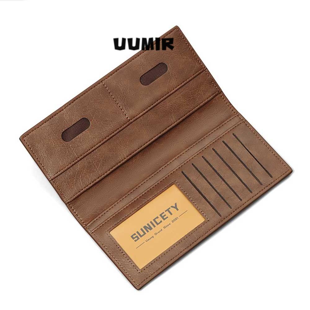 UUMIR Ví Da PU Gập Đôi Cỡ Lớn Đựng Thẻ / Tiền Xu Chống Trộm Tiện Dụng Cho Nam