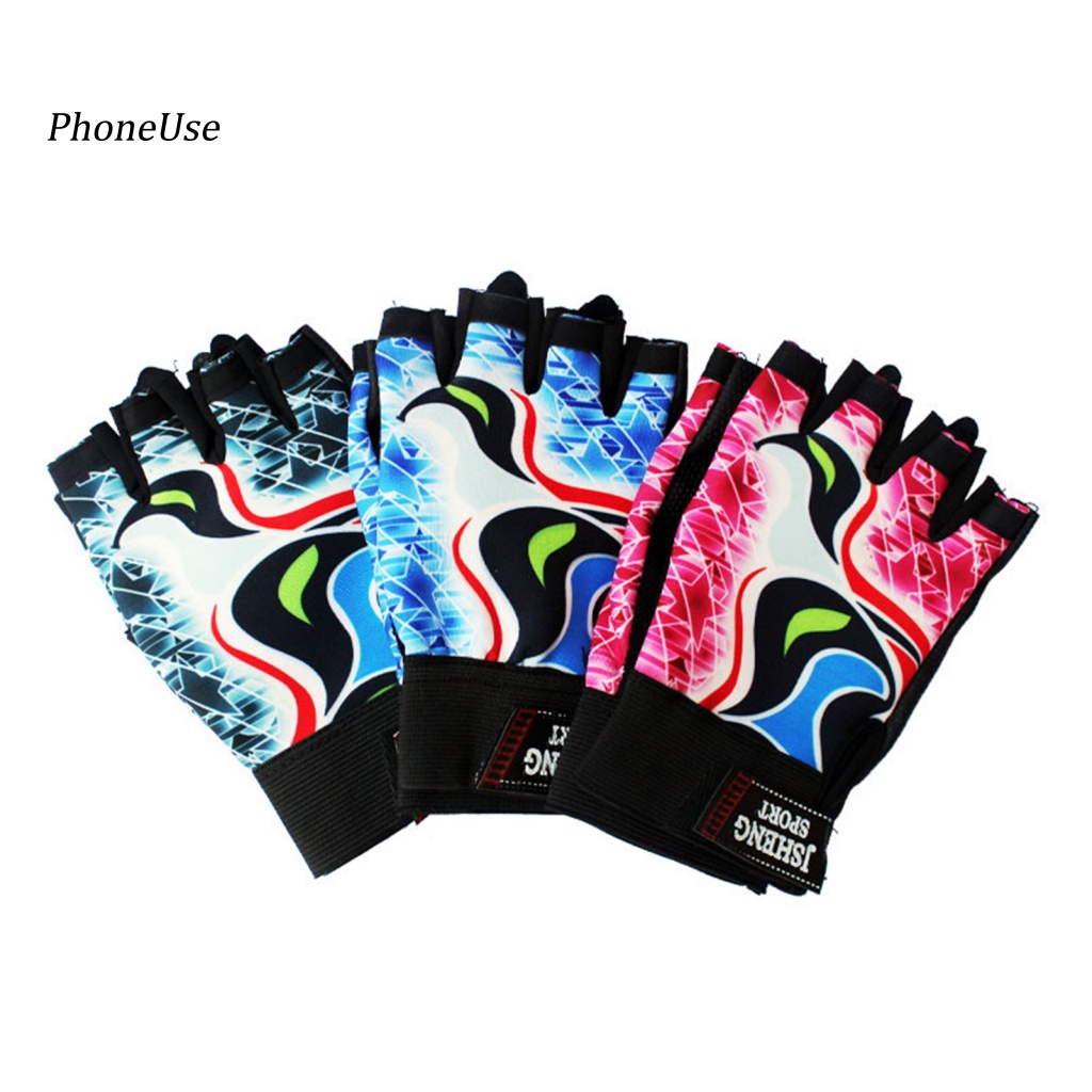 1 Đôi Găng Tay Da PU Hở Ngón Độ Co Giãn Cao Chống Trượt Có Thể Điều Chỉnh Hỗ Trợ Câu Cá / Leo Núi / Săn