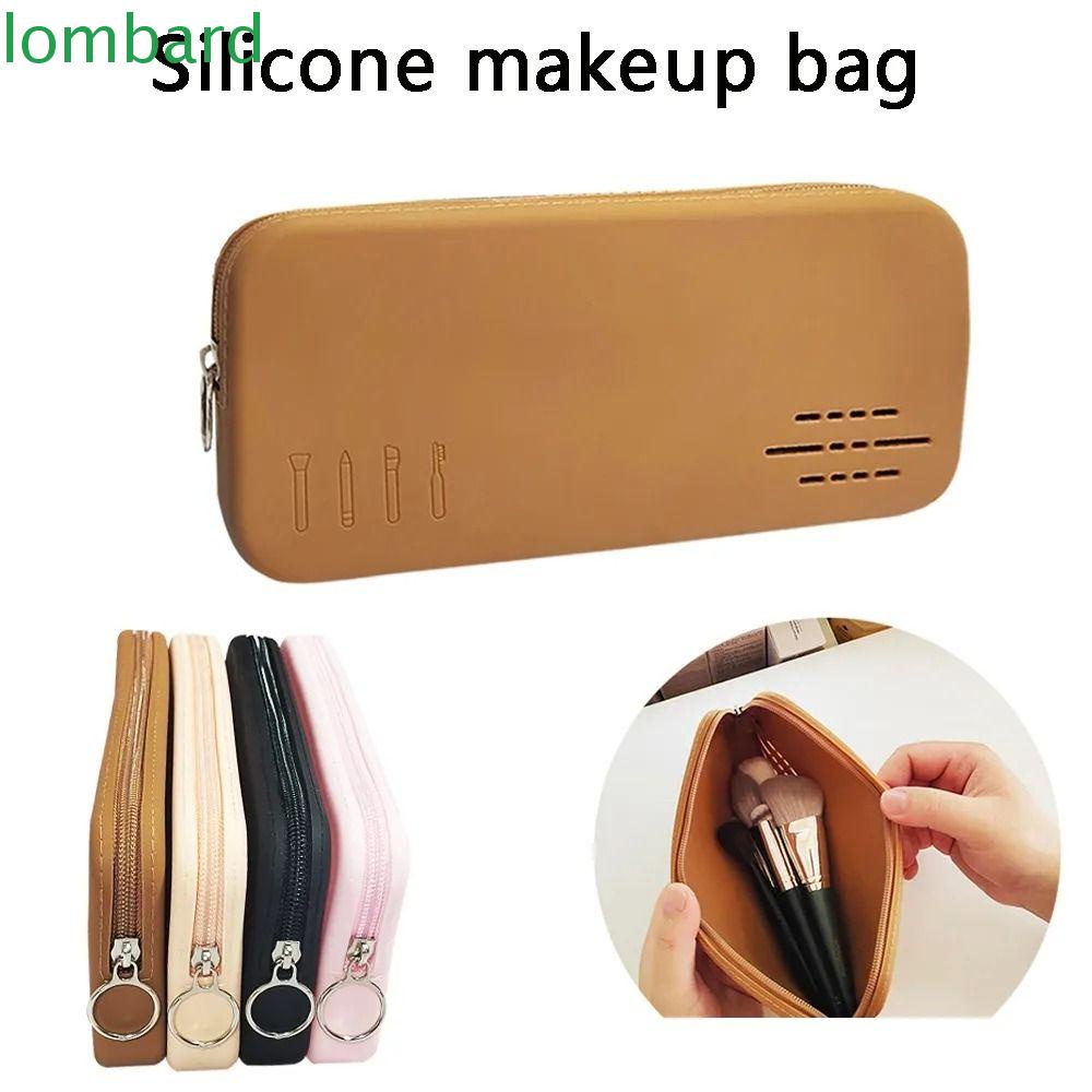 LOMBARD Túi Đựng Cọ Trang Điểm Bằng Silicone Màu Trơn Đa Năng Cho Nữ
