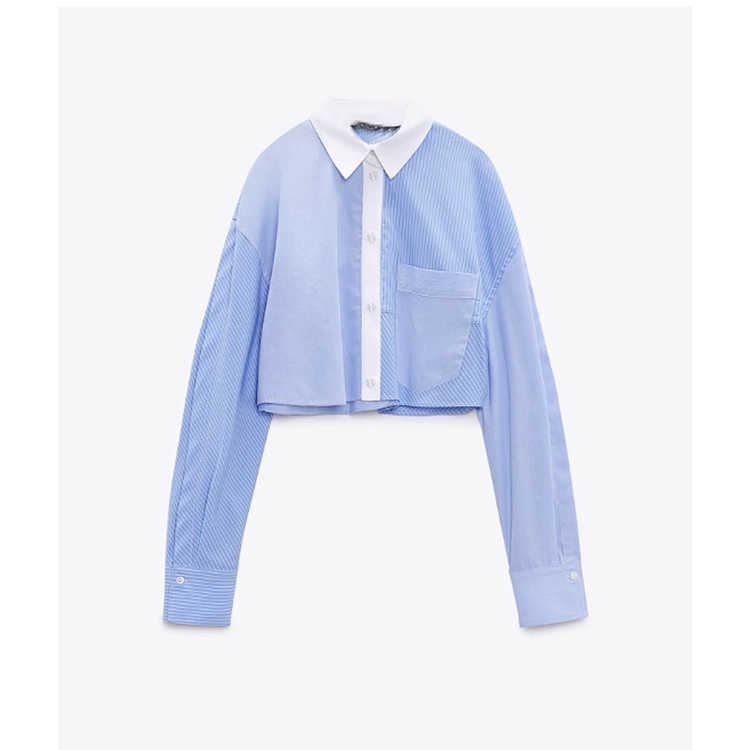 Áo Sơ Mi Ngắn Tay Họa Tiết Kẻ Sọc Và Quần Short Thời Trang Zara Mùa Hè 233298100 8219100