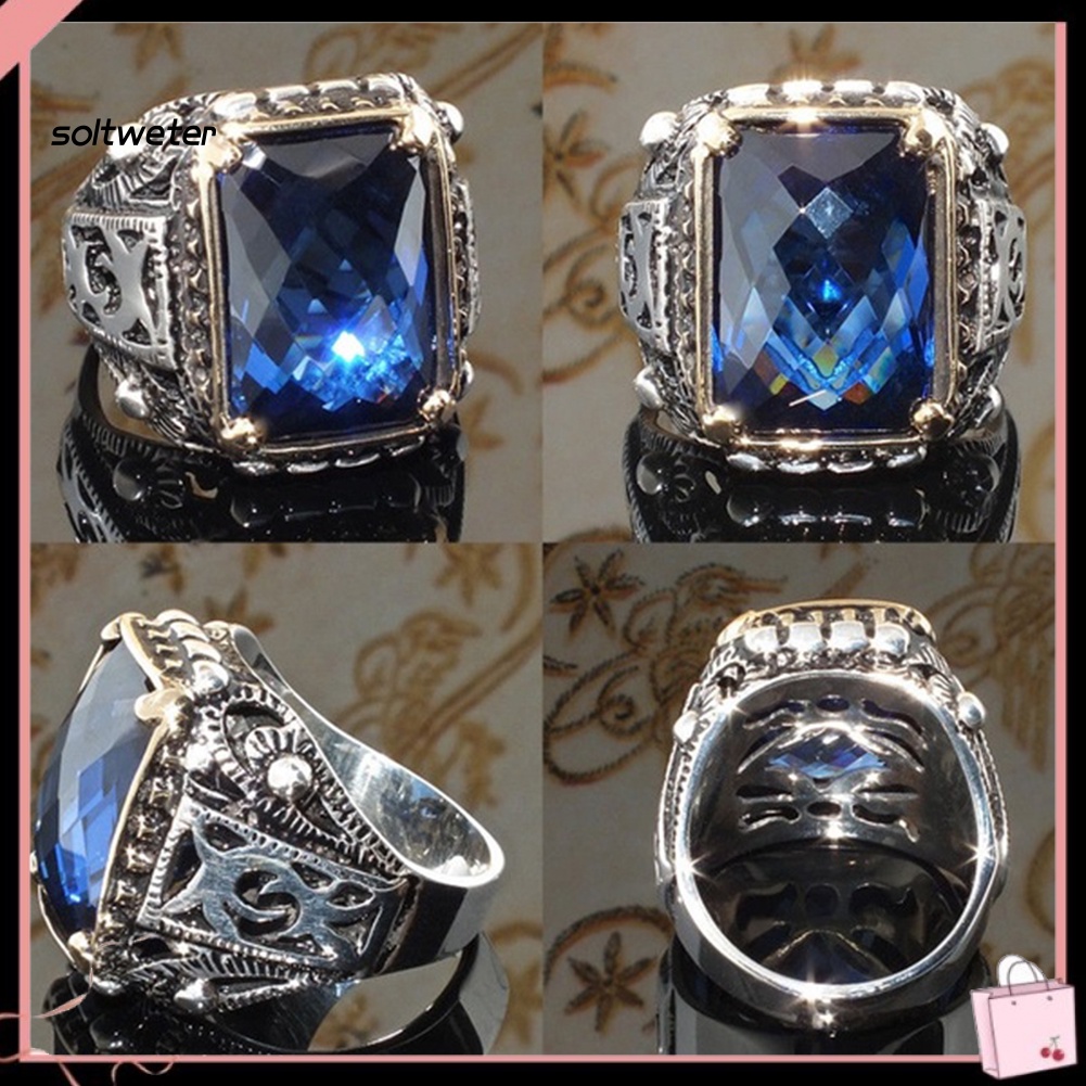 Nhẫn Nam Mặt Vuông Đính Đá Zircon Sang Trọng