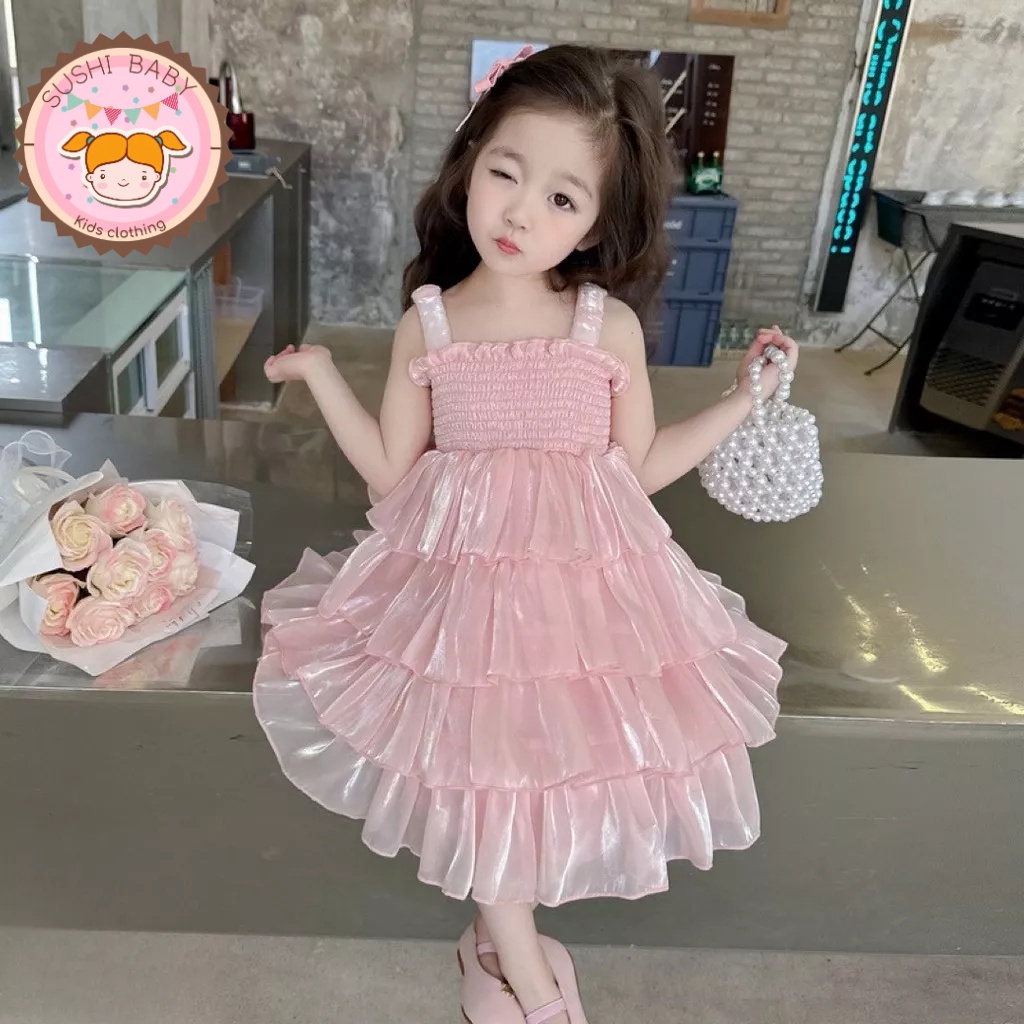 Váy voan tơ 4 tầng kèm cánh bư.ớm rời cho bé cho bé gái diện hè, đi tiệc, đi chơi