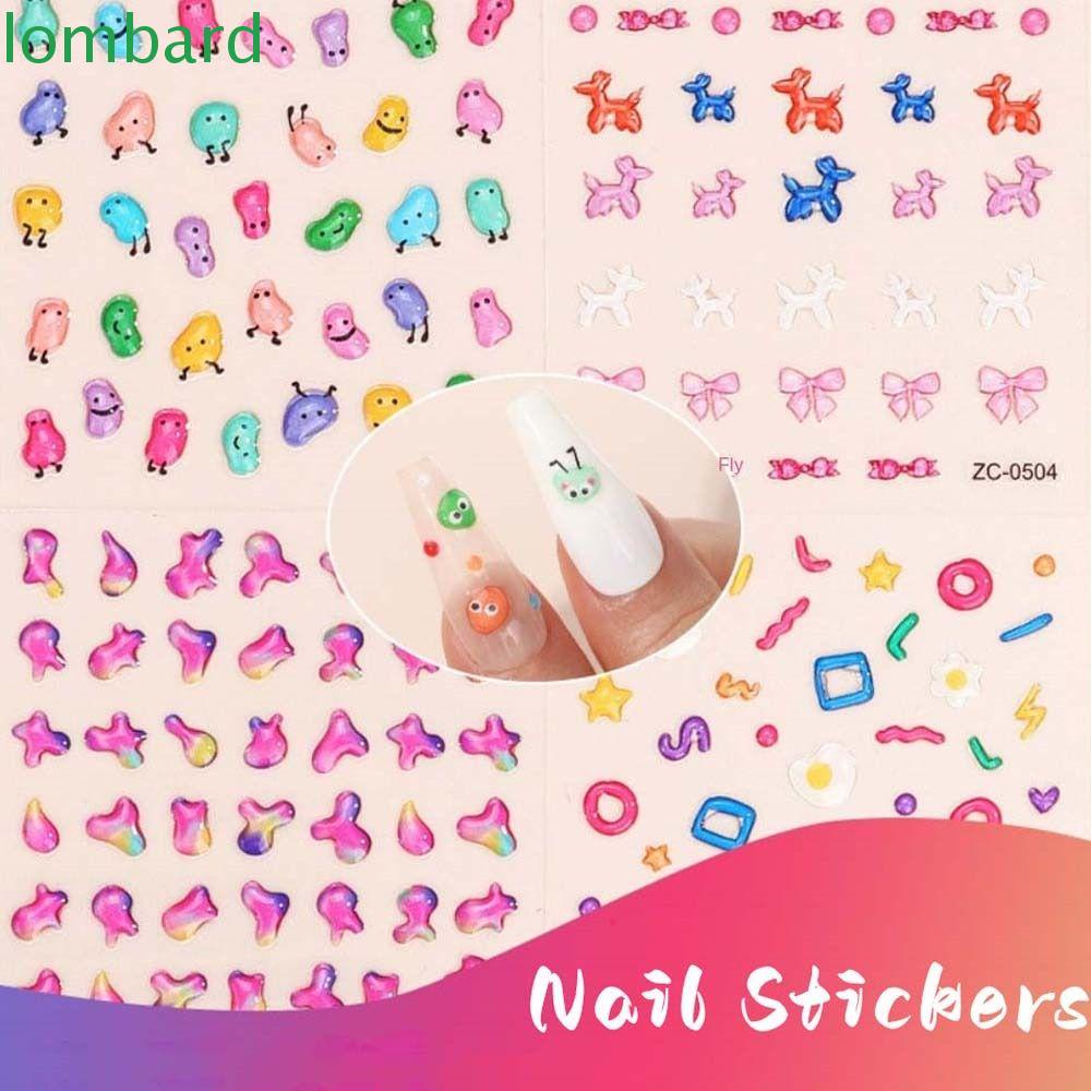 LOMBARD Miếng Dán Móng Tay Mềm Mại Hình Gấu Trúc Vui Nhộn Nhiều Màu Sắc