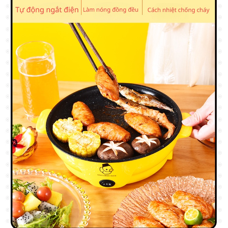 Khay nướng điện hình vịt vàng, chảo chiên điện mini dùng trong gia đình, khu trọ, lò nướng không dính