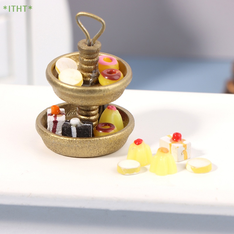 Khay Đựng Bánh Tráng Miệng Hai Tầng Trang Trí Nhà Búp Bê 1: 12 Mới