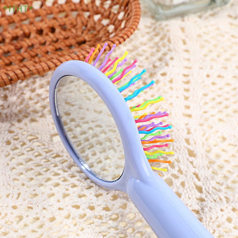 Lược Chải Tóc Massage Da Đầu Kèm Gương Phong Cách Hàn Quốc Dễ Thương Cho Bé Gái Mới