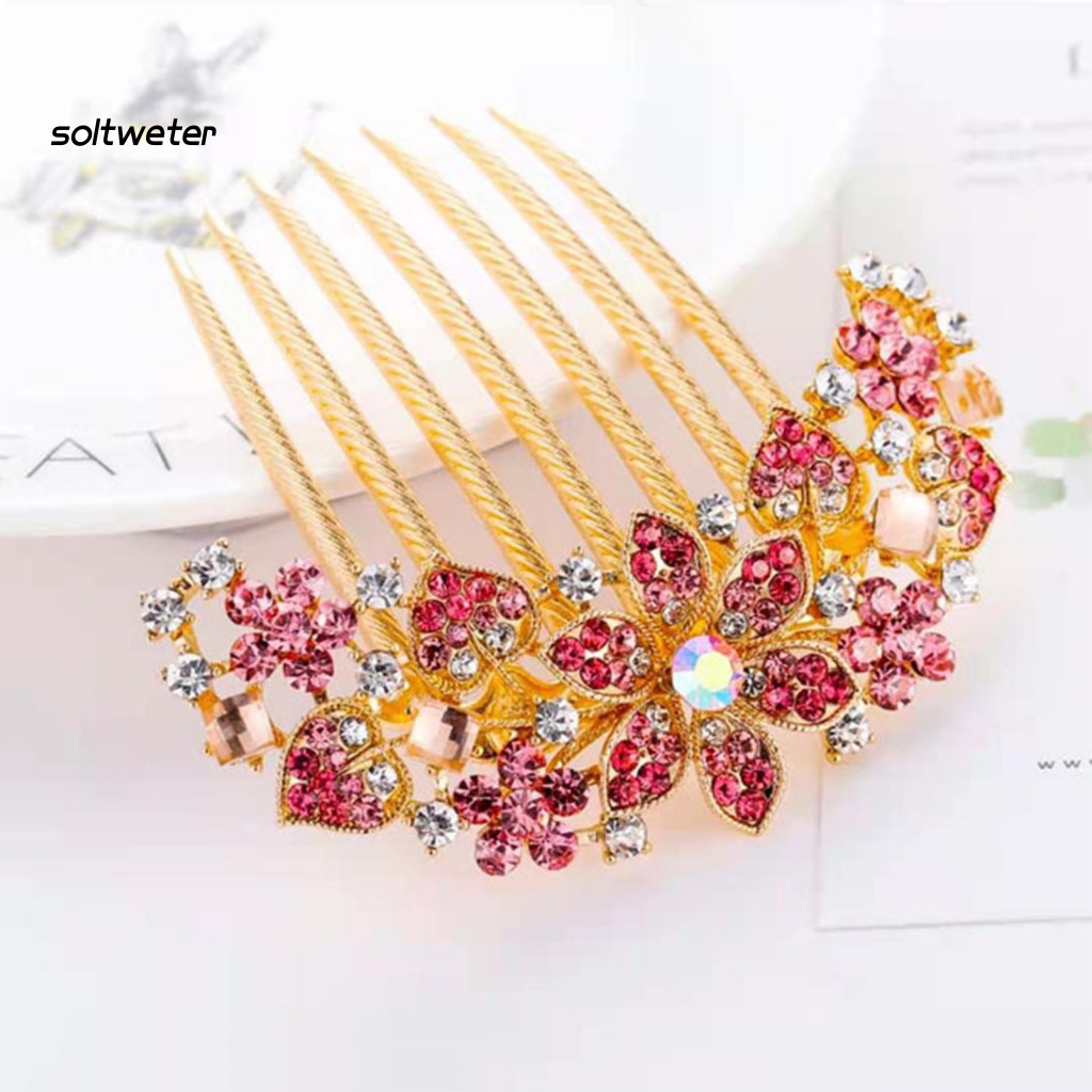 Lược Cài Tóc 7 Răng Đính Đá Nhiều Màu Sắc Phong Cách Hàn Quốc