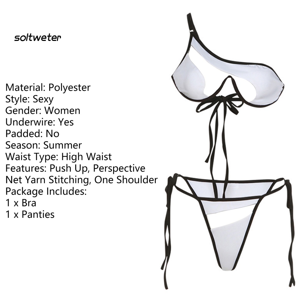 Bộ Bikini 2 Mảnh Phối Lưới Lưng Cao Có Thể Điều Chỉnh Quyến Rũ Cho Nữ